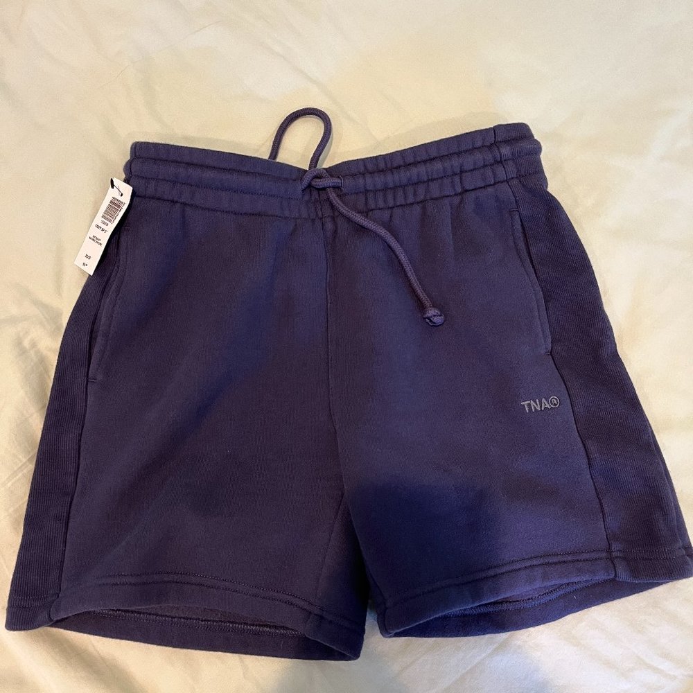 NWT Size XS TNA Navy Cozy Fleece Boyfriend 5" Sweat Shorts